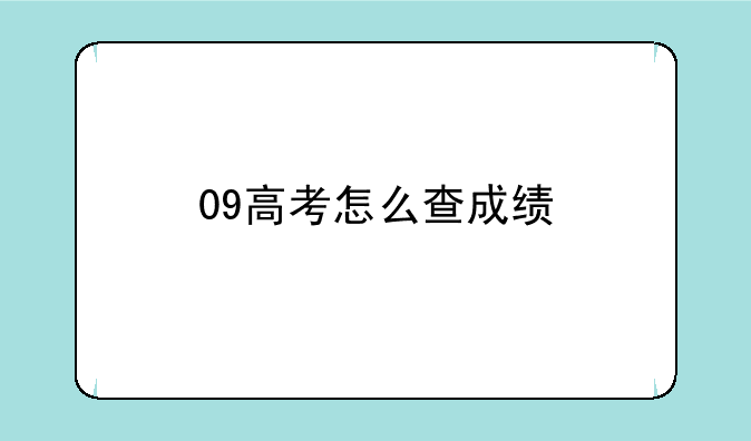 09高考怎么查成绩