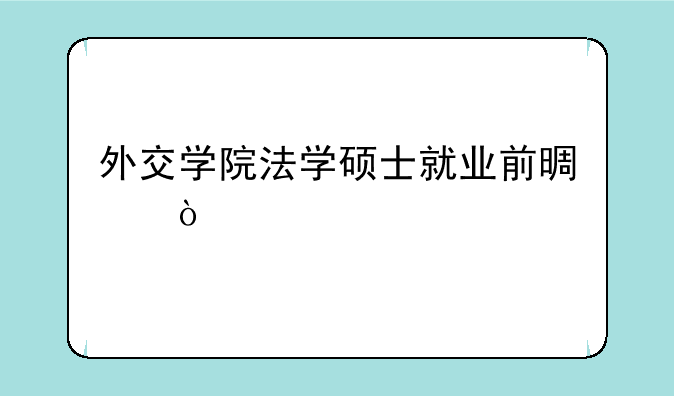外交学院法学硕士就业前景？