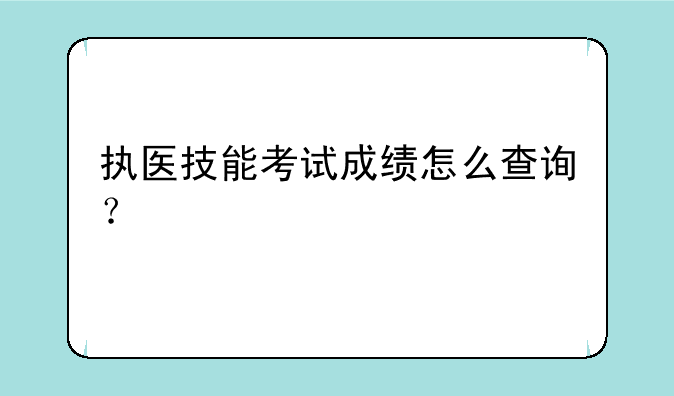 执医技能考试成绩怎么查询？