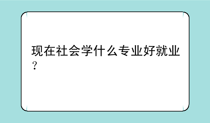 现在社会学什么专业好就业？