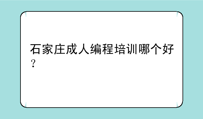 石家庄成人编程培训哪个好？