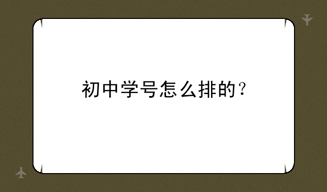 初中学号怎么排的？