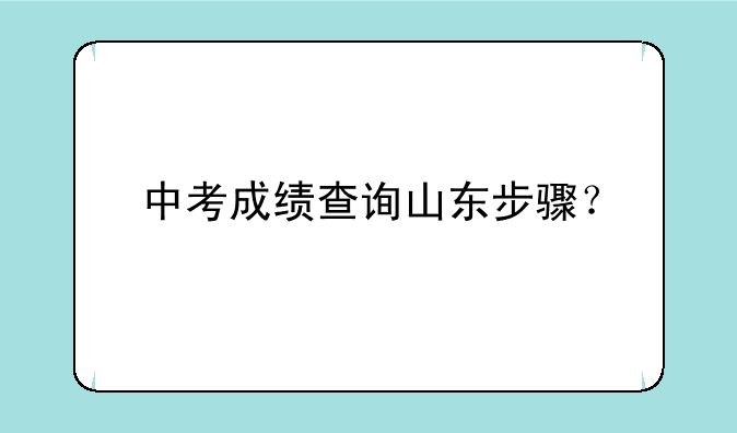 中考成绩查询山东步骤？