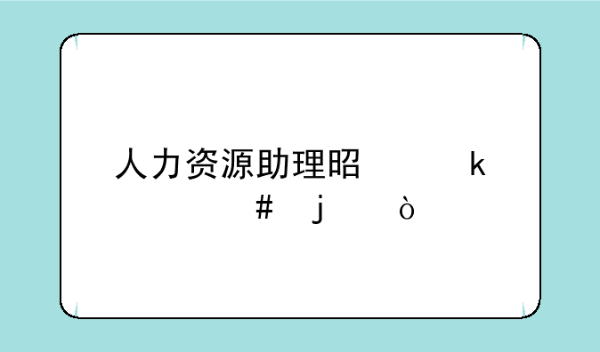 人力资源助理是做什么的？