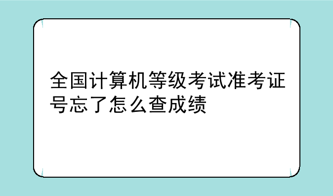 全国计算机等级考试准考证号忘了怎么查成绩
