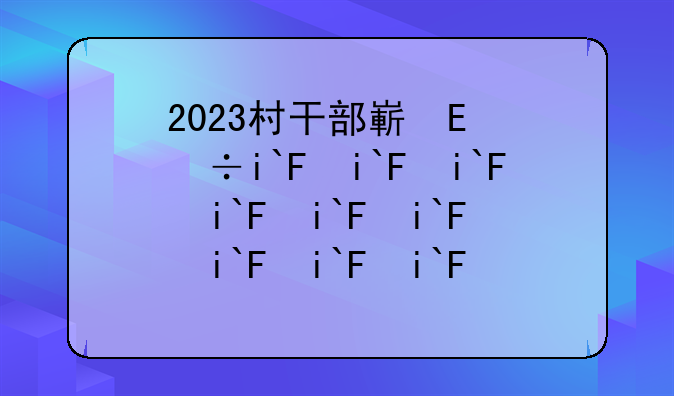 2023村干部待遇？