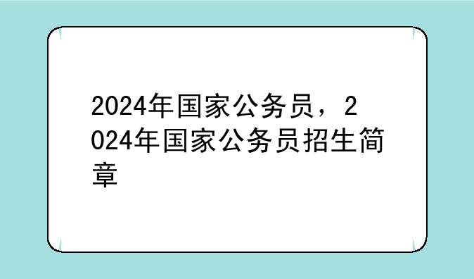 2024年国家公务员，2024年国家公务员招生简章