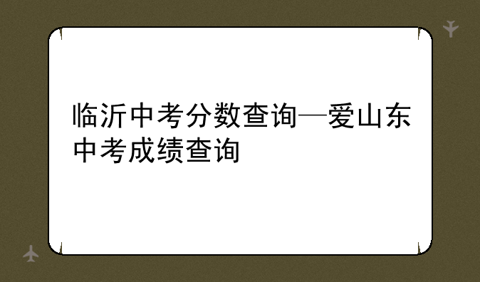 临沂中考分数查询—爱山东中考成绩查询