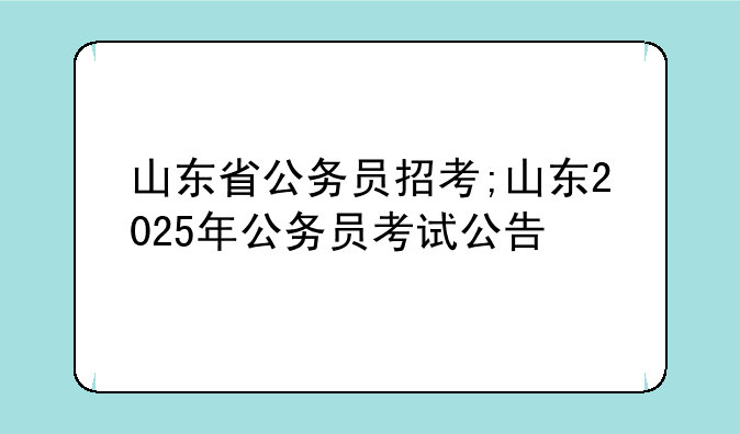 山东省公务员招考;山东2025年公务员考试公告